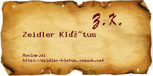 Zeidler Klétus névjegykártya